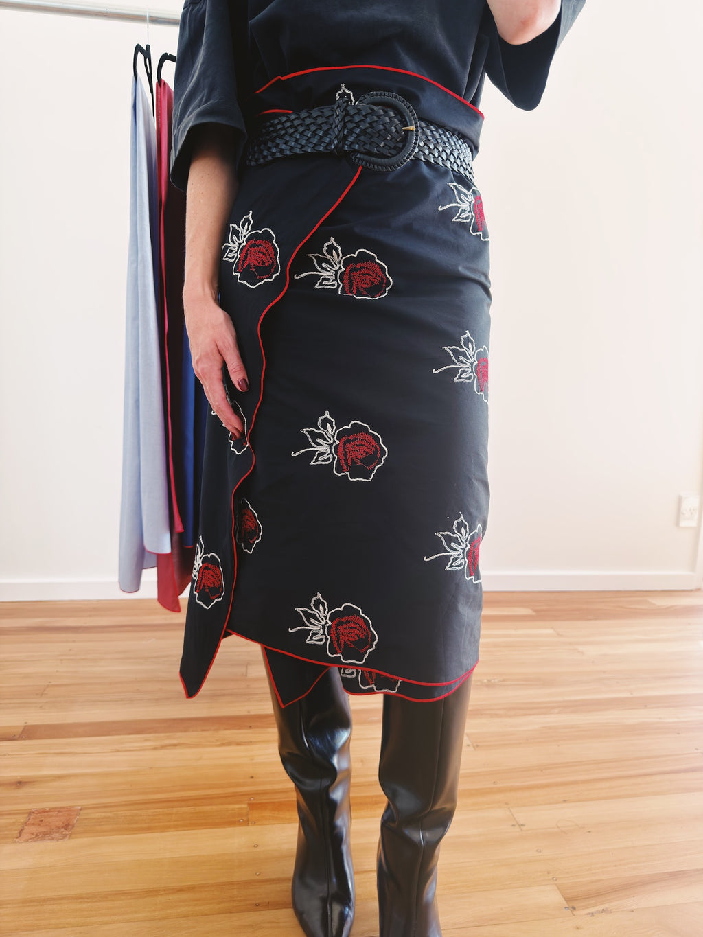 Veil S Piece, Embroidered Flowers in Cotton